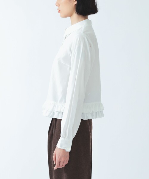 Ray BEAMS（レイビームス）の「フリルヘム レギュラーカラー シャツ（シャツ/ブラウス・レディース・ホワイト/サックスブルー・ONE SIZE）」の5枚目の写真