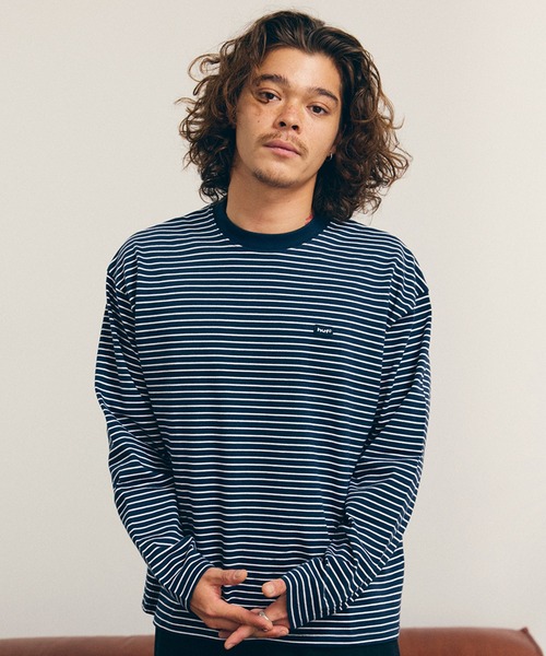 HUF(ハフ)の「AIR FLOW LS BORDER CREW(Tシャツ/カットソー・メンズ・ネイビー/グリーン系その他・XL/S/L/M)」の1枚目の写真
