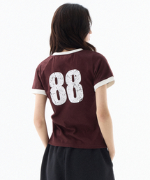 (W) 88 リンガーTシャツ-マゼンタ