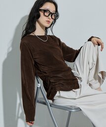 【Noka】フロッキーメッシュサイドギャザープルオーバー《WEB限定》