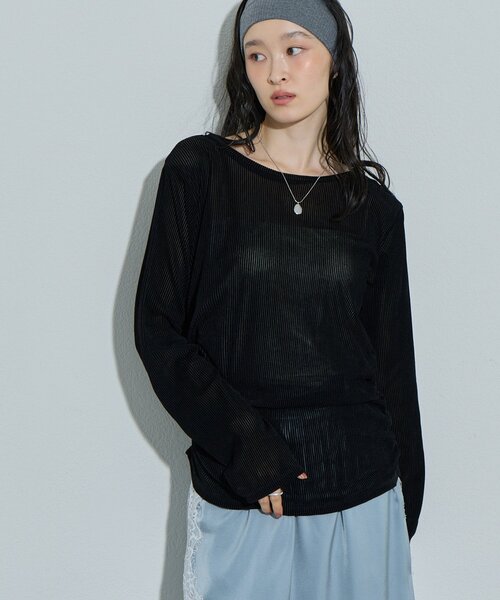 DISCOAT(ディスコート)の「【Noka】フロッキーメッシュサイドギャザープルオーバー《WEB限定》(Tシャツ/カットソー・レディース・ブラウン/ブラック/オフホワイト・FREE)」の16枚目の写真
