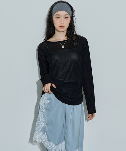DISCOAT(ディスコート)の「【Noka】フロッキーメッシュサイドギャザープルオーバー《WEB限定》(Tシャツ/カットソー・レディース・ブラウン/ブラック/オフホワイト・FREE)」の17枚目の写真