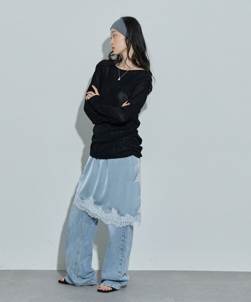 DISCOAT(ディスコート)の「【Noka】フロッキーメッシュサイドギャザープルオーバー《WEB限定》(Tシャツ/カットソー・レディース・ブラウン/ブラック/オフホワイト・FREE)」の20枚目の写真