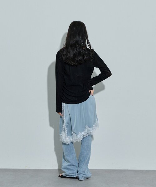 DISCOAT(ディスコート)の「【Noka】フロッキーメッシュサイドギャザープルオーバー《WEB限定》(Tシャツ/カットソー・レディース・ブラウン/ブラック/オフホワイト・FREE)」の22枚目の写真