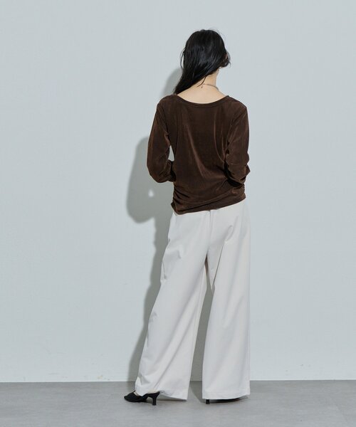 DISCOAT(ディスコート)の「【Noka】フロッキーメッシュサイドギャザープルオーバー《WEB限定》(Tシャツ/カットソー・レディース・ブラウン/ブラック/オフホワイト・FREE)」の12枚目の写真