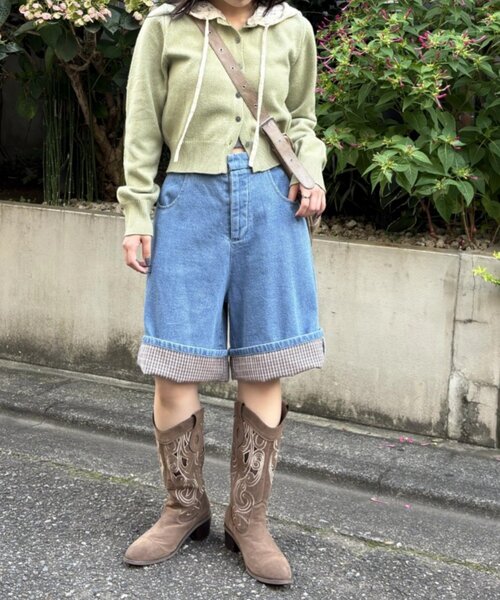 w closet(ダブルクローゼット)の「折り返しハーフパンツ(その他パンツ・レディース・ブラック/ブラウン/ブルー・SMALL/MEDIUM)」の9枚目の写真