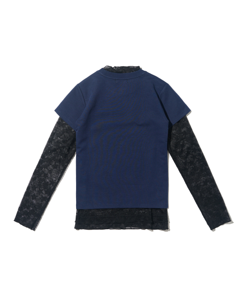 CARGOBROS FOR WOMAN(カーゴブロスフォーウィメン)の「スタシースルーロングスリーブレイヤード半袖Tシャツセット(ブラック/ネイビー)(Tシャツ/カットソー・レディース・その他・FREE)」の2枚目の写真