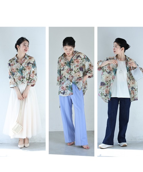 cawaii(カワイイ)の「オリエンタルな花画エアリーシャツトップス(シャツ/ブラウス・レディース・グリーン・FREE)」の18枚目の写真