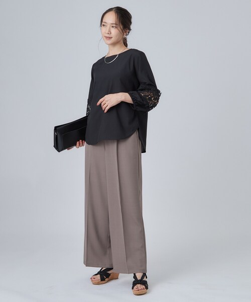 SHOO・LA・RUE(シューラルー)の「【洗濯機可/S-LL/洗濯後しわになりにくい】インせず決まる お袖レースデザインブラウス(シャツ/ブラウス・レディース・ブラック/オフホワイト/レンガ・01/02/03/04)」の17枚目の写真