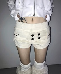 コーデュロイローライズベルトデザインショートパンツ