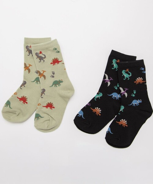 BRANSHES(ブランシェス)の「恐竜総柄ソックス(ソックス/靴下・キッズ・ブラック/カーキ・19-21㎝/16-18㎝/13-15㎝)」の3枚目の写真