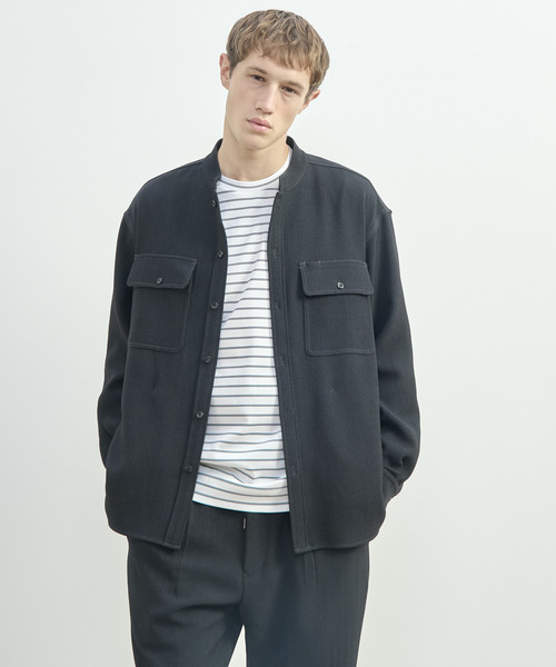 MEN'S MELROSE（メンズメルローズ）の「三杢ヘリンボーンワークジャケット | ストレッチ / 防シワ（ブルゾン・メンズ・ブラック/ベージュ・3/2/4）」の2枚目の写真
