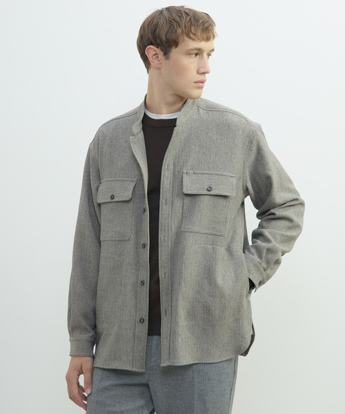 MEN'S MELROSE（メンズメルローズ）の「三杢ヘリンボーンワークジャケット | ストレッチ / 防シワ（ブルゾン・メンズ・ブラック/ベージュ・3/2/4）」の11枚目の写真