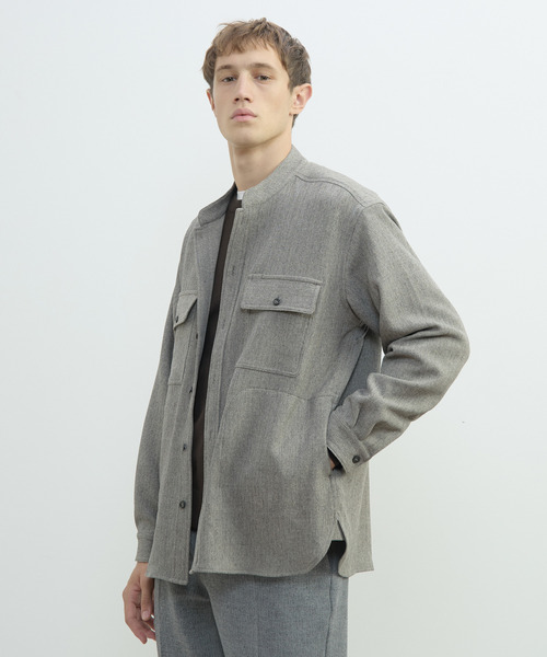 MEN'S MELROSE（メンズメルローズ）の「三杢ヘリンボーンワークジャケット | ストレッチ / 防シワ（ブルゾン・メンズ・ブラック/ベージュ・3/2/4）」の12枚目の写真