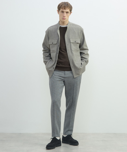 MEN'S MELROSE（メンズメルローズ）の「三杢ヘリンボーンワークジャケット | ストレッチ / 防シワ（ブルゾン・メンズ・ブラック/ベージュ・3/2/4）」の13枚目の写真