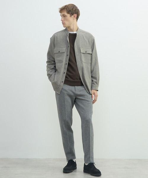 MEN'S MELROSE（メンズメルローズ）の「三杢ヘリンボーンワークジャケット | ストレッチ / 防シワ（ブルゾン・メンズ・ブラック/ベージュ・3/2/4）」の14枚目の写真