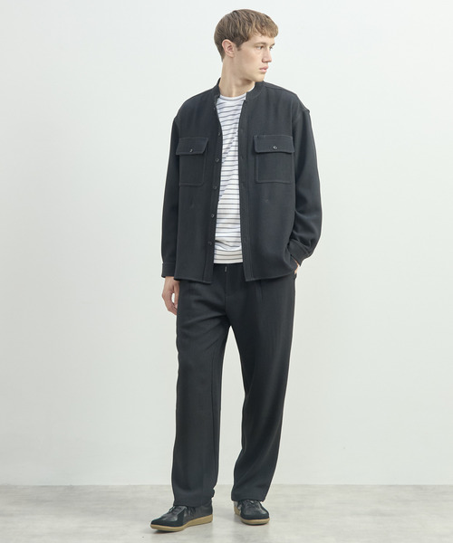 MEN'S MELROSE（メンズメルローズ）の「三杢ヘリンボーンワークジャケット | ストレッチ / 防シワ（ブルゾン・メンズ・ブラック/ベージュ・3/2/4）」の20枚目の写真