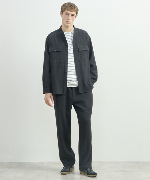 MEN'S MELROSE（メンズメルローズ）の「三杢ヘリンボーンワークジャケット | ストレッチ / 防シワ（ブルゾン・メンズ・ブラック/ベージュ・3/2/4）」の21枚目の写真