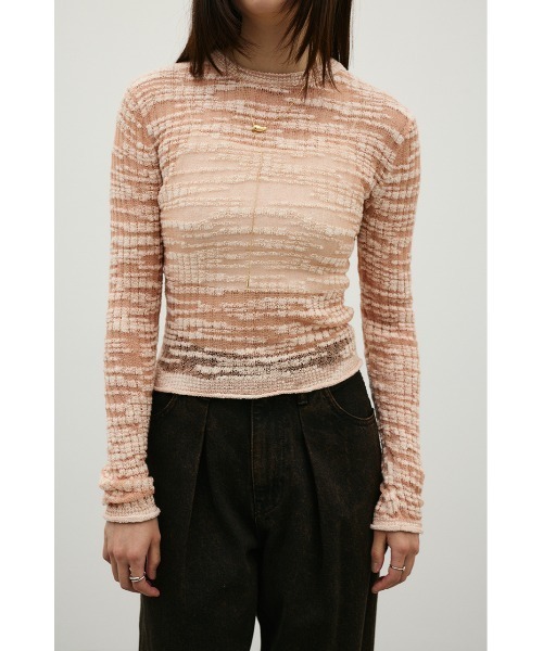 STYLEMIXER(スタイルミキサー)の「コットンキャンディシアーニット(ニット/セーター・レディース・サックスブルー/ベージュ/グレー/ピンク・FREE)」の4枚目の写真