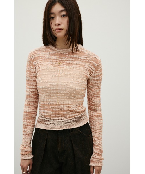 STYLEMIXER(スタイルミキサー)の「コットンキャンディシアーニット(ニット/セーター・レディース・サックスブルー/ベージュ/グレー/ピンク・FREE)」の16枚目の写真