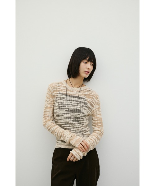 STYLEMIXER(スタイルミキサー)の「コットンキャンディシアーニット(ニット/セーター・レディース・サックスブルー/ベージュ/グレー/ピンク・FREE)」の5枚目の写真
