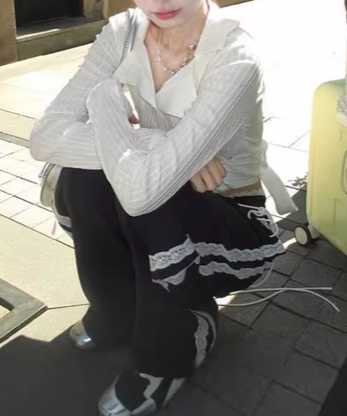 Vipoa（ヴィポア）の「Lace hem slim blouse（シャツ/ブラウス・レディース・ホワイト・FREE）」の9枚目の写真