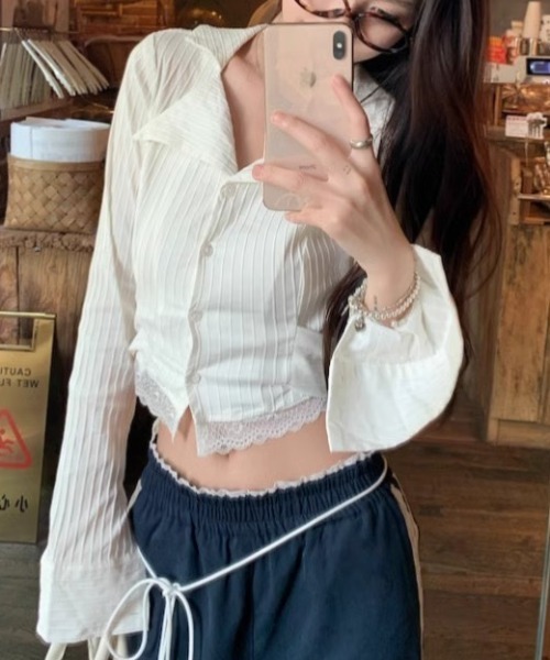Vipoa（ヴィポア）の「Lace hem slim blouse（シャツ/ブラウス・レディース・ホワイト・FREE）」の19枚目の写真
