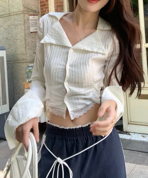 Vipoa（ヴィポア）の「Lace hem slim blouse（シャツ/ブラウス・レディース・ホワイト・FREE）」の14枚目の写真