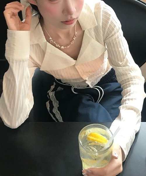 Vipoa（ヴィポア）の「Lace hem slim blouse（シャツ/ブラウス・レディース・ホワイト・FREE）」の12枚目の写真