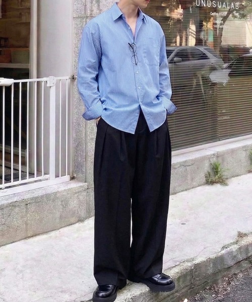Otte(オッテ)の「ピンストライプルーズシャツ(シャツ/ブラウス・メンズ・ホワイト/ブルー・MEDIUM/LARGE)」の18枚目の写真