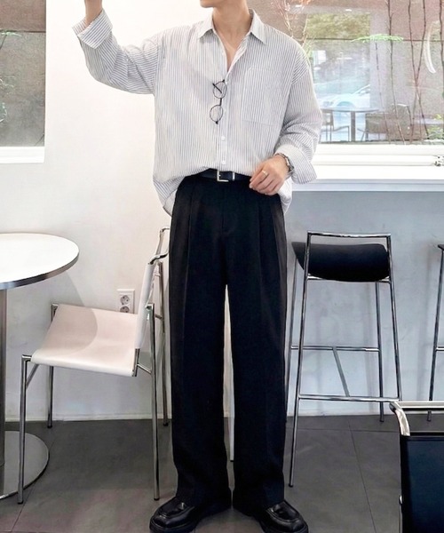 Otte(オッテ)の「ピンストライプルーズシャツ(シャツ/ブラウス・メンズ・ホワイト/ブルー・MEDIUM/LARGE)」の8枚目の写真