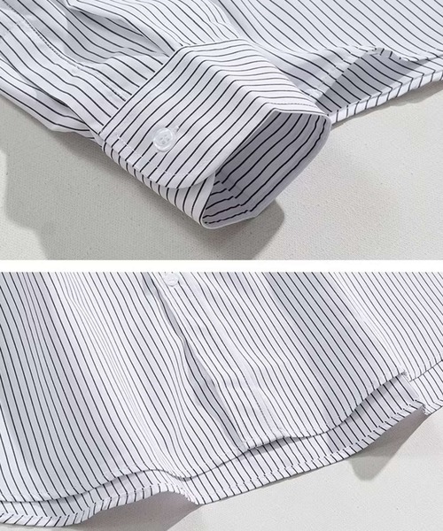 Otte(オッテ)の「ピンストライプルーズシャツ(シャツ/ブラウス・メンズ・ホワイト/ブルー・MEDIUM/LARGE)」の11枚目の写真
