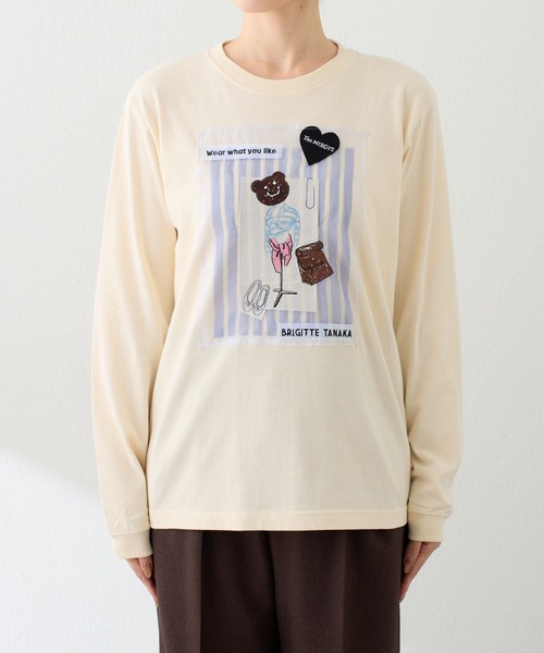 COLLAGE GALLARDAGALANTE(コラージュガリャルダガランテ)の「BRIGITTETANAKA×The NERDYS/コラボロンT(Tシャツ/カットソー・レディース・オフホワイト/ブラウン・S/L)」の7枚目の写真