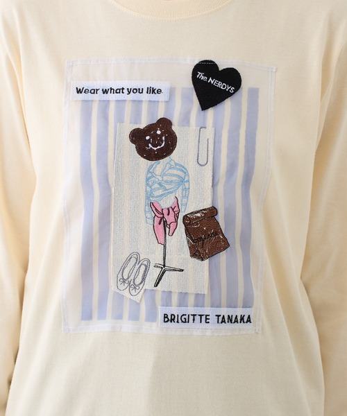 COLLAGE GALLARDAGALANTE(コラージュガリャルダガランテ)の「BRIGITTETANAKA×The NERDYS/コラボロンT(Tシャツ/カットソー・レディース・オフホワイト/ブラウン・S/L)」の14枚目の写真