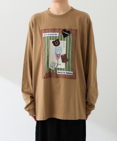 COLLAGE GALLARDAGALANTE(コラージュガリャルダガランテ)の「BRIGITTETANAKA×The NERDYS/コラボロンT(Tシャツ/カットソー・レディース・オフホワイト/ブラウン・S/L)」の4枚目の写真