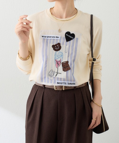 COLLAGE GALLARDAGALANTE(コラージュガリャルダガランテ)の「BRIGITTETANAKA×The NERDYS/コラボロンT(Tシャツ/カットソー・レディース・オフホワイト/ブラウン・S/L)」の16枚目の写真