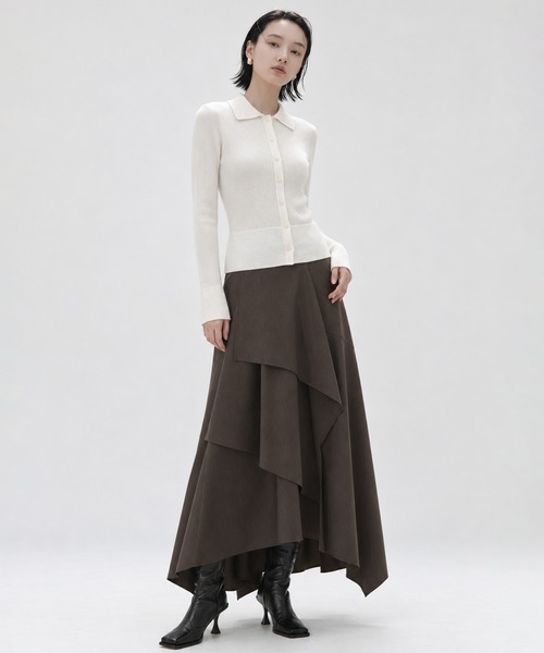 STUDIOUS(ステュディオス)の「【STUDIOUS/ステュディオス】Cashmere Blend Polo Knit/カシミアブレンドポロニット/ウォッシャブル/(カーディガン/ボレロ・レディース・ライトグレー/アイボリー/モカ・FREE)」の4枚目の写真