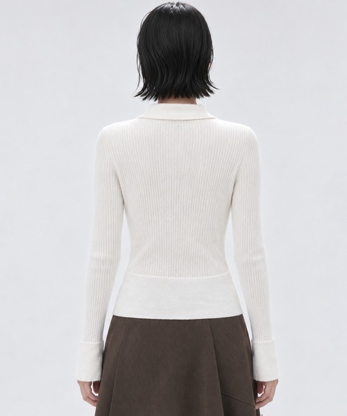 STUDIOUS(ステュディオス)の「【STUDIOUS/ステュディオス】Cashmere Blend Polo Knit/カシミアブレンドポロニット/ウォッシャブル/(カーディガン/ボレロ・レディース・ライトグレー/アイボリー/モカ・FREE)」の6枚目の写真
