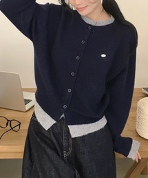 フェイクレイヤード ダブルニットカーディガン