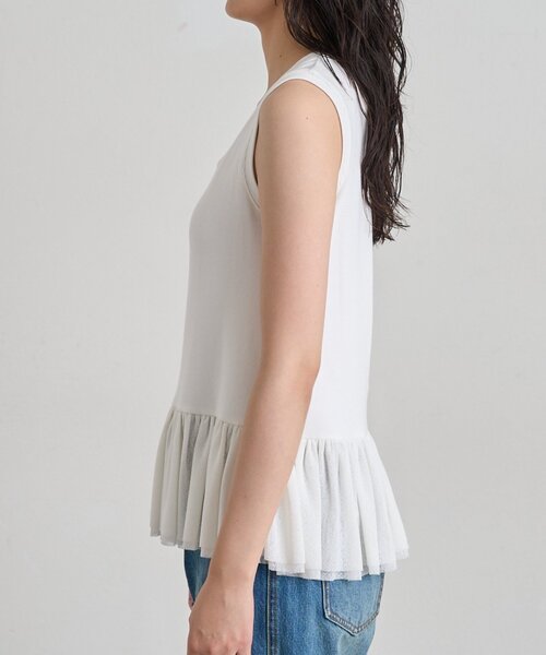 LOUNGEDRESS(ラウンジドレス)の「《レイヤードアイテム》ペプラムインナーカットソー(キャミソール・レディース・ブラック/オフホワイト・FREE)」の7枚目の写真