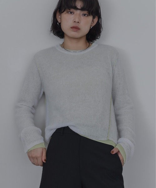 Eimee Law(エイミーロウ)の「シアーモヘアレイヤードニット(ニット/セーター・レディース・ピンク/ライトグレー/ライトブルー・FREE)」の2枚目の写真