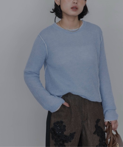 Eimee Law(エイミーロウ)の「シアーモヘアレイヤードニット(ニット/セーター・レディース・ピンク/ライトグレー/ライトブルー・FREE)」の3枚目の写真