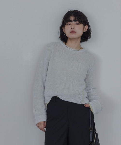 Eimee Law(エイミーロウ)の「シアーモヘアレイヤードニット(ニット/セーター・レディース・ピンク/ライトグレー/ライトブルー・FREE)」の6枚目の写真