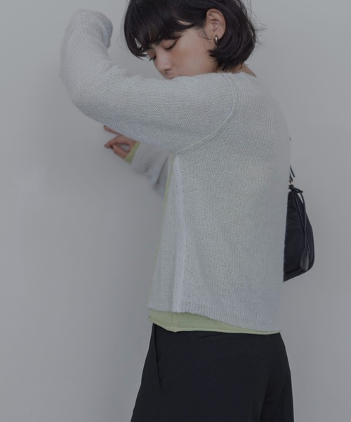 Eimee Law(エイミーロウ)の「シアーモヘアレイヤードニット(ニット/セーター・レディース・ピンク/ライトグレー/ライトブルー・FREE)」の7枚目の写真
