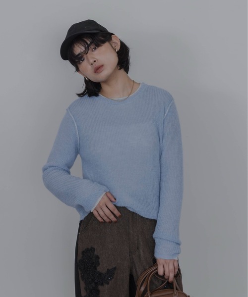 Eimee Law(エイミーロウ)の「シアーモヘアレイヤードニット(ニット/セーター・レディース・ピンク/ライトグレー/ライトブルー・FREE)」の13枚目の写真