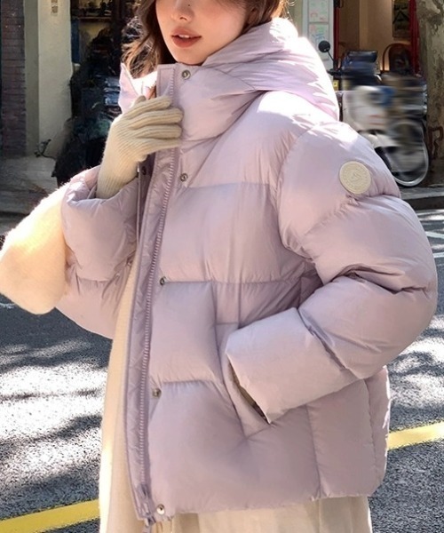 LUCPY（ラクピー）の「フード付きオーバーサイズ中綿ジャケット（その他アウター・レディース・アイボリー/ピンク/ホワイト/ブラック・X-LARGE/LARGE/MEDIUM/SMALL）」の4枚目の写真