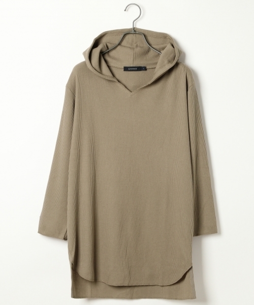 RAGEBLUE(レイジブルー)の「<トレンドのロング丈>ワッフルパーカ7分袖/730095(Tシャツ/カットソー・メンズ・ホワイト/キャメル/ブラック/グレー・LARGE/MEDIUM)」の4枚目の写真