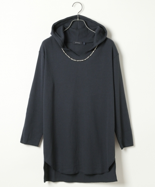 RAGEBLUE(レイジブルー)の「<トレンドのロング丈>ワッフルパーカ7分袖/730095(Tシャツ/カットソー・メンズ・ホワイト/キャメル/ブラック/グレー・LARGE/MEDIUM)」の2枚目の写真