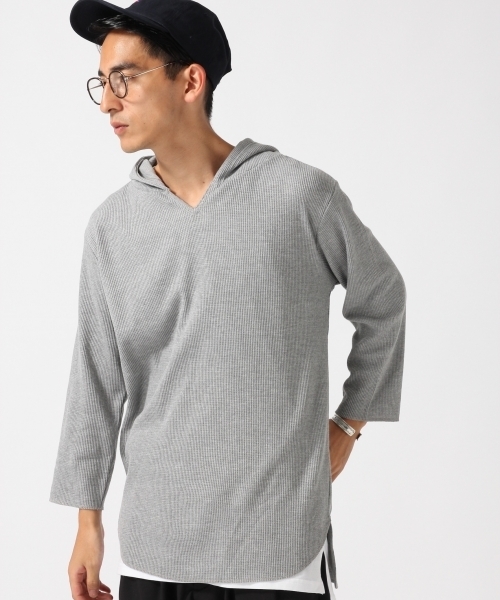 RAGEBLUE(レイジブルー)の「<トレンドのロング丈>ワッフルパーカ7分袖/730095(Tシャツ/カットソー・メンズ・ホワイト/キャメル/ブラック/グレー・LARGE/MEDIUM)」の9枚目の写真