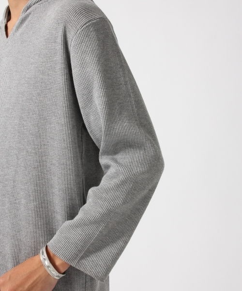 RAGEBLUE(レイジブルー)の「<トレンドのロング丈>ワッフルパーカ7分袖/730095(Tシャツ/カットソー・メンズ・ホワイト/キャメル/ブラック/グレー・LARGE/MEDIUM)」の5枚目の写真